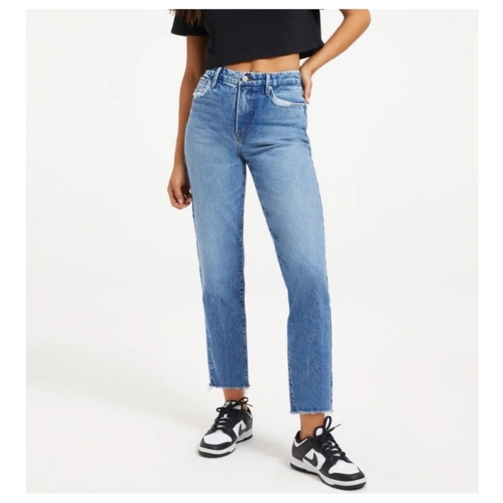 Good American Vintaged Inspired Straight Leg Jean in Indigo Size 29